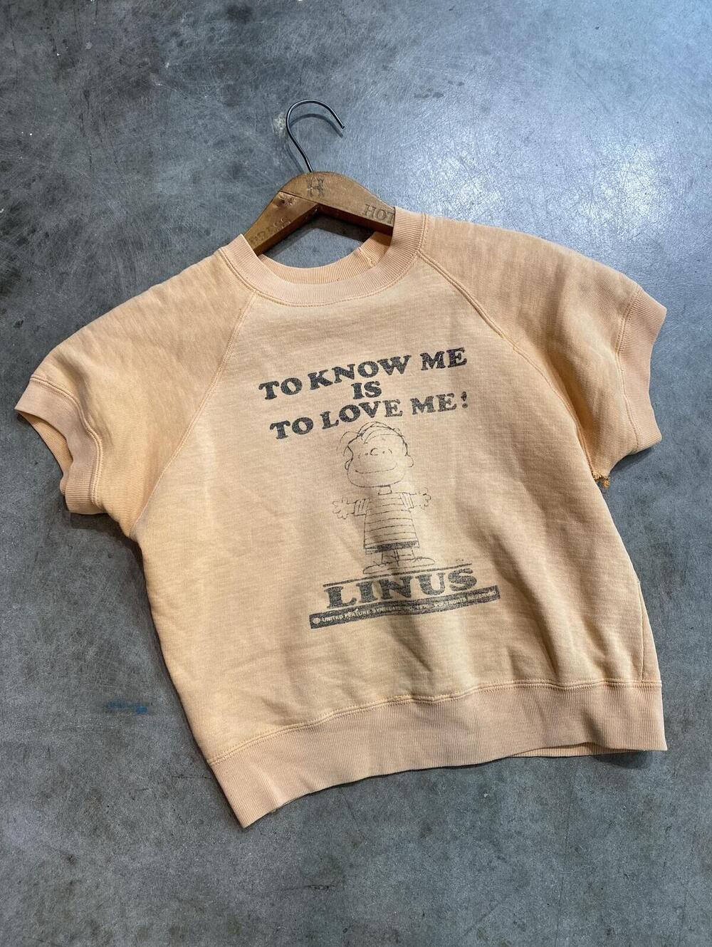 Vintage 1960s Peanuts Linus Sweatshirt KIDS 17X17 vtg 60s distressed faded - Picture 2 of 9